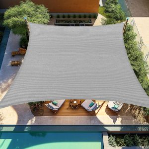 Shade&Beyond 12'x16' Shade Sail Rectangle, UV Block Breathable Sunshade for Backyard Yard Deck Outdoor Facility and Activities, Light Grey, (We Make Custom Size)