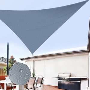 Waterproof Sun Shade Sail 12' x 12' x 12' Triangles UV Block Sunshade,Heavy Duty Permeable 185GSM Backyard Shade for Backyard Yard Deck Patio Garden Outdoor Activities and Facility-Gray